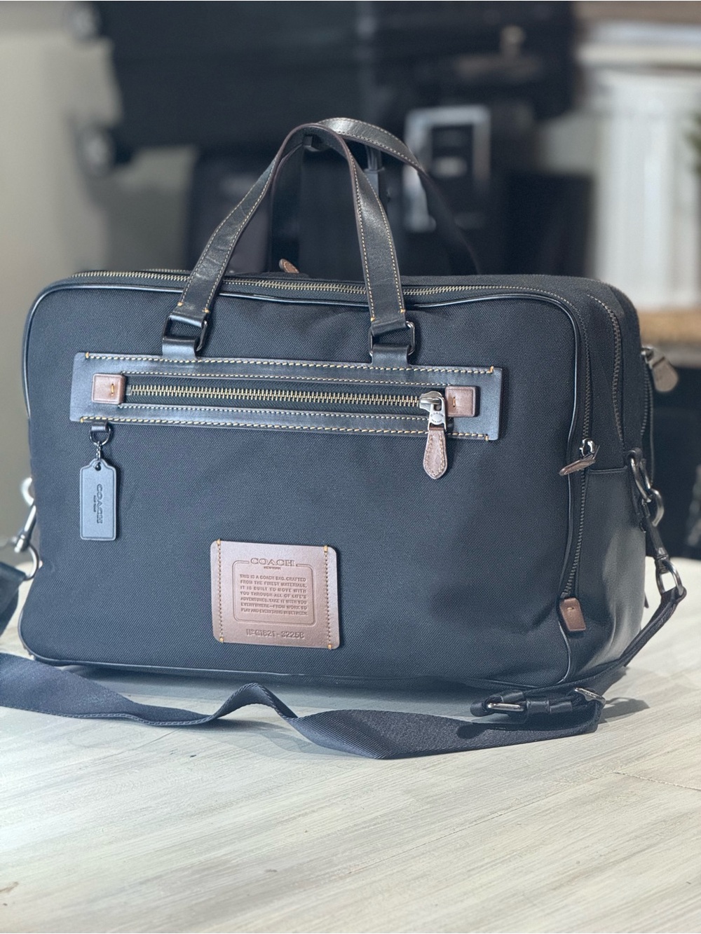 Coach Academy Day Bag Black Nylon & Leather Bag for Men